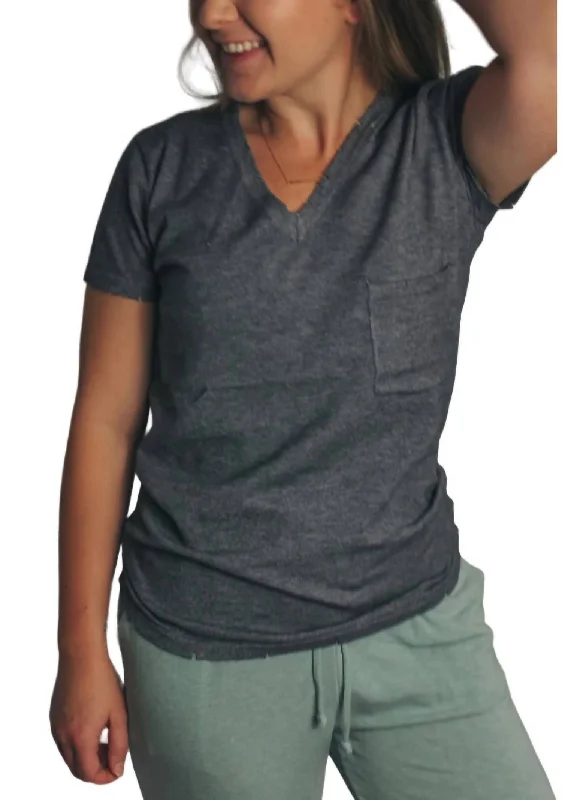 V-Neck T-Shirt In Charcoal Grey