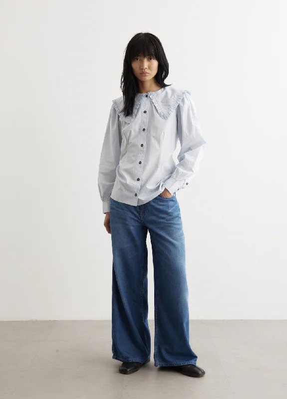 Cotton Poplin Frill Collar Shirt